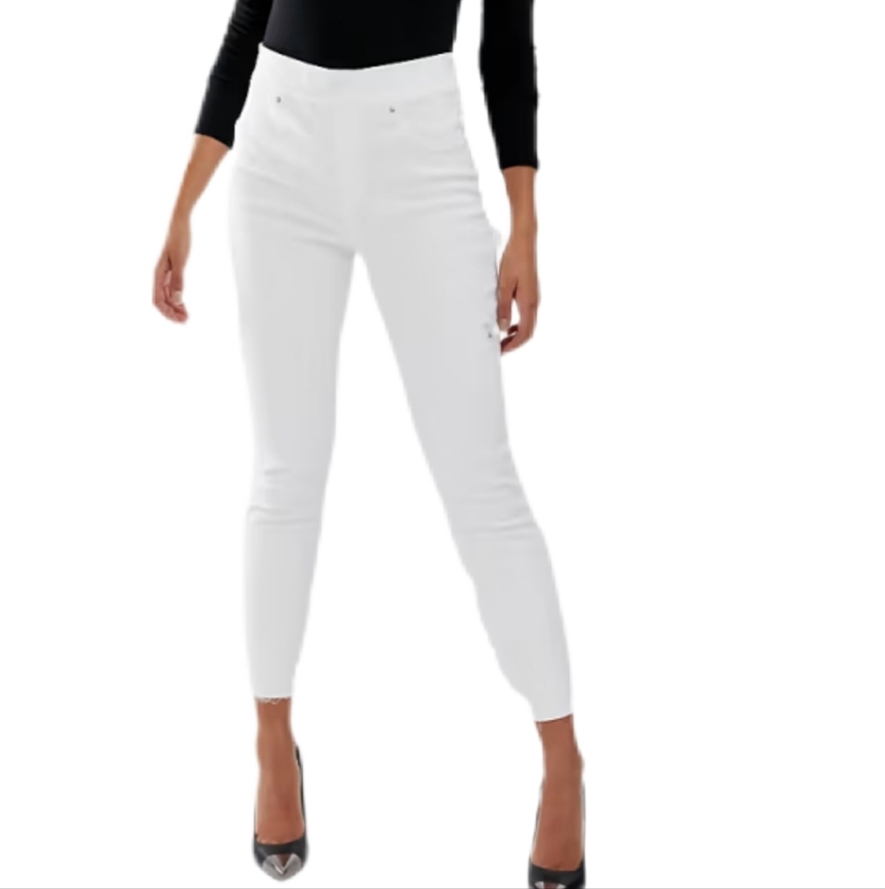 SPANX white cropped denim skinny shaping high rise stretch legging pants S/P NWT